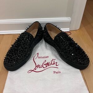 Christian Louboutin Black Spiked Loafers